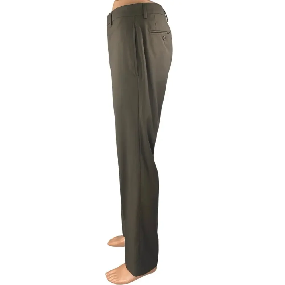 Calvin Klein Men's Brown Pleated Straight Leg Trousers Dress Pants Size 32x33
